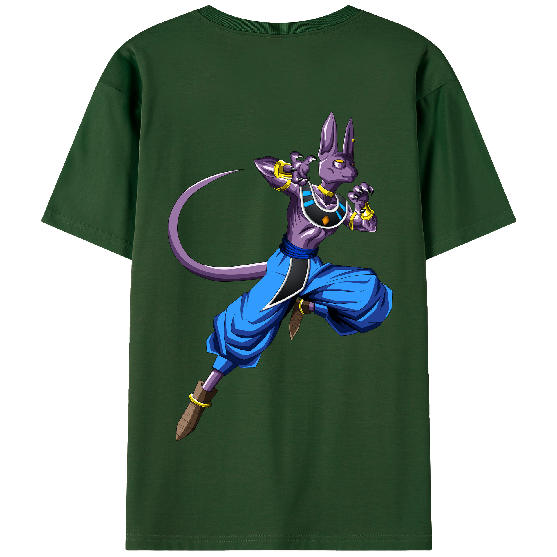 （画像用） ドラゴンボール ビルス 破壊神ビルス DRAGON BALL Beerus Birusu 綿100％半袖Tシャツ（背面プリント）